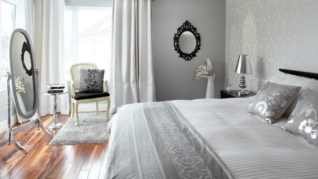 Dormitorio de matrimonio en gris