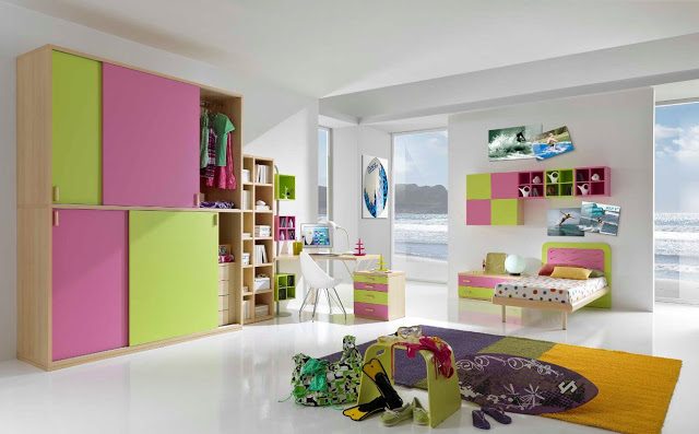 Dormitorio en verde y rosa Dormitorio en verde y rosa