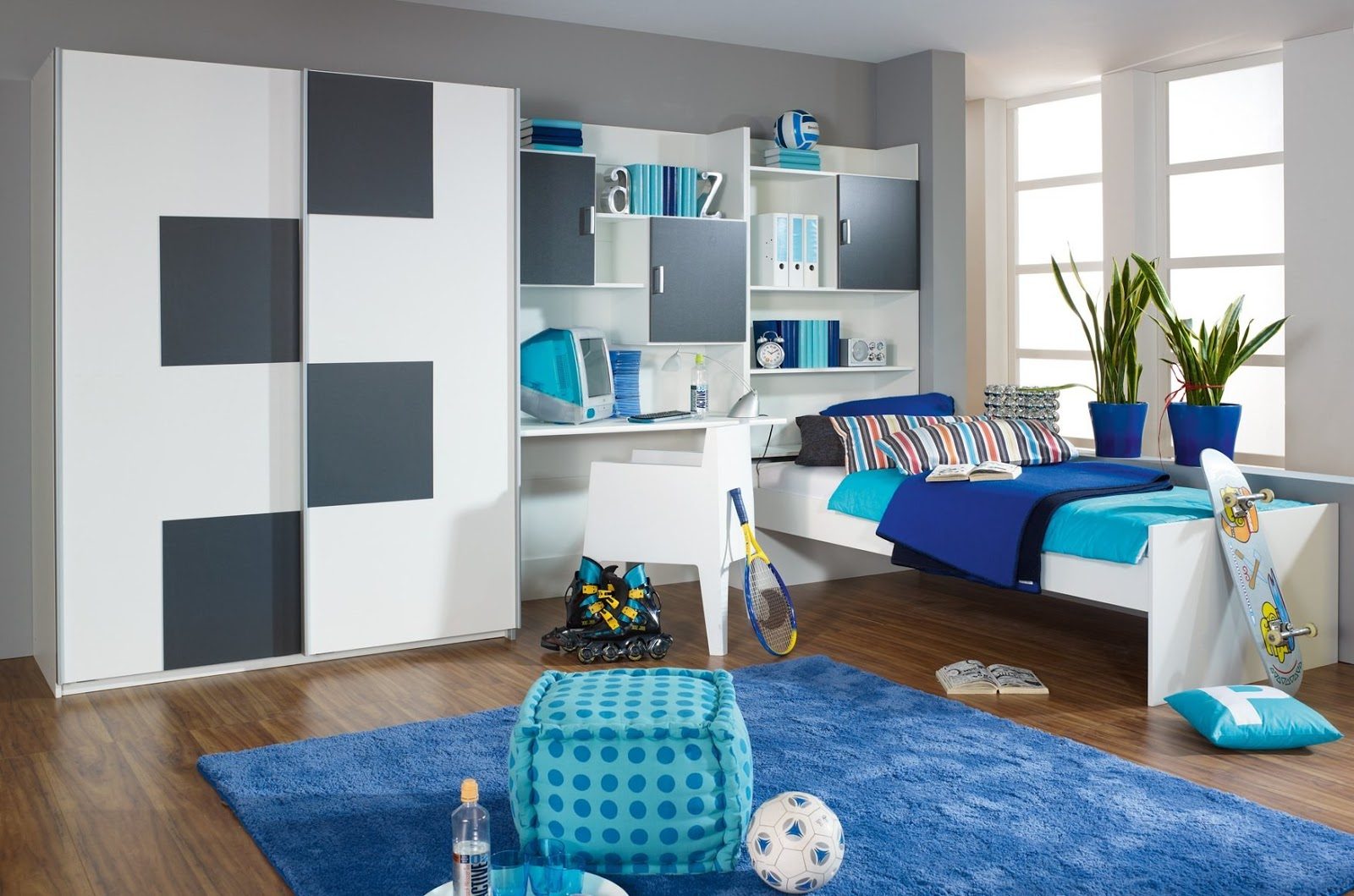 Habitación juvenil en tonos azules